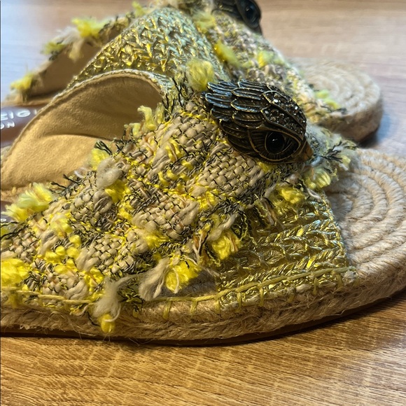Kurt Geiger Yellow and Cream Kensington Tweed Slides - Picture 7 of 9